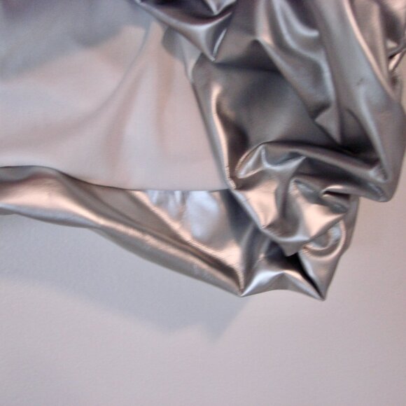 Fashion Nova Silver Mini Skirt Don't Cross Me Faux Leather Club Party NEW NWT XS - Picture 7 of 11